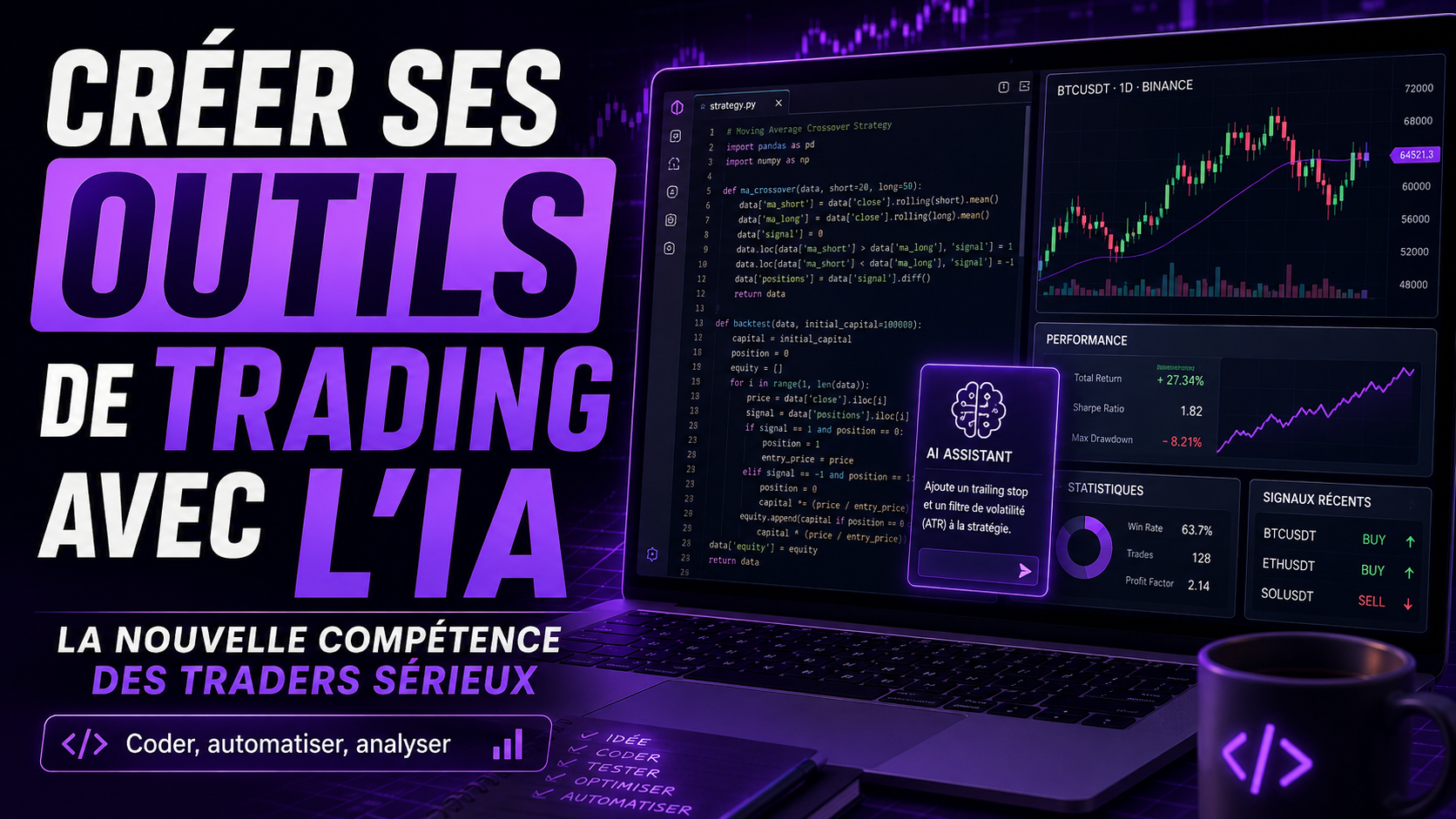 Creer ses outils de trading avec IA, coder, automatiser et analyser